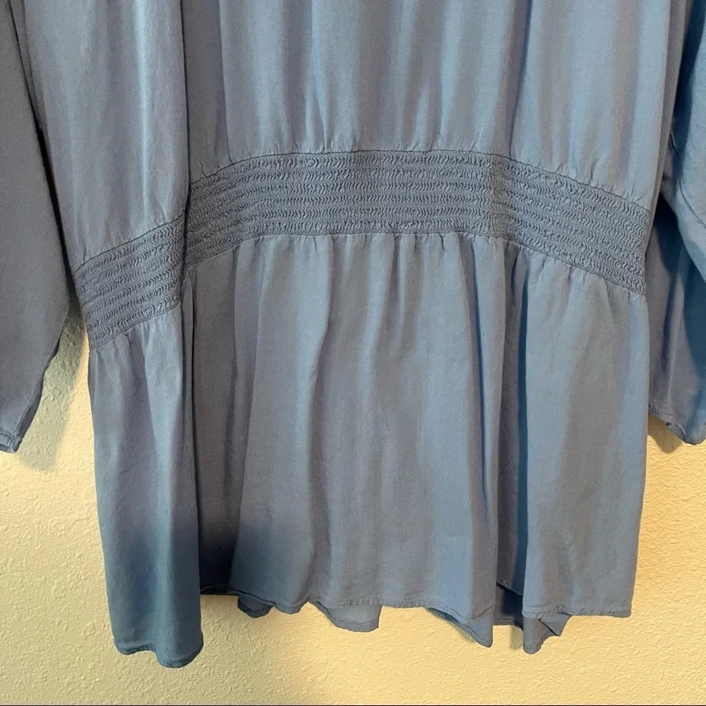 Lane Bryant Sky Blue 3/4 Length Sleeve Blouse